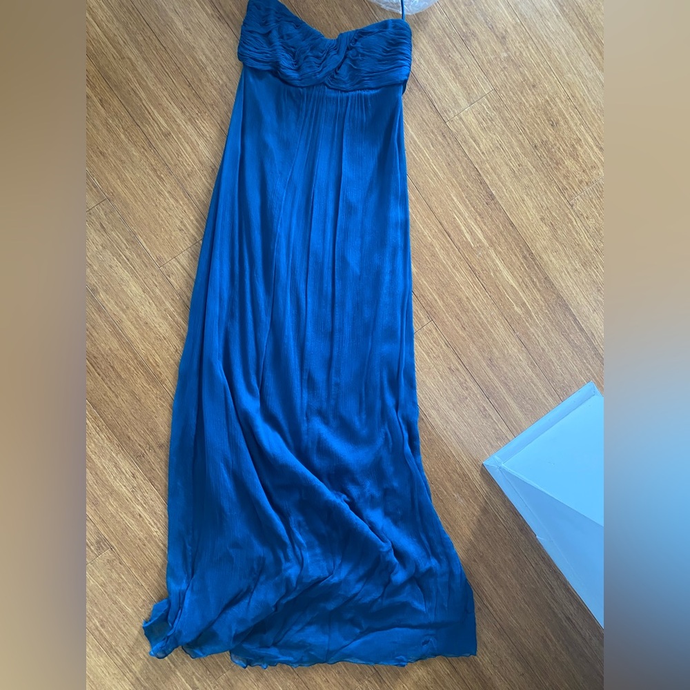 Amsale strapless teal gown size 4, excellent condition worn once.